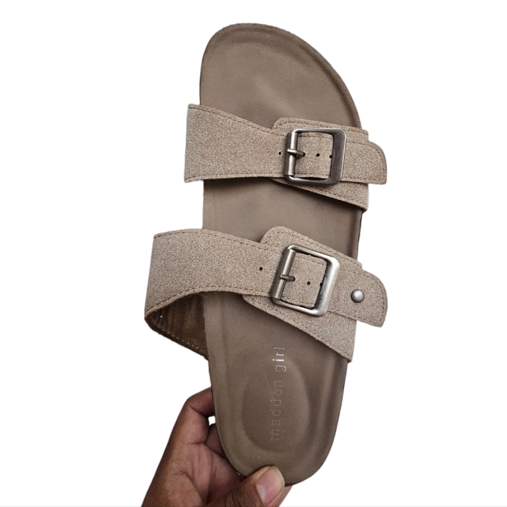 Steve Madden Tan Suede Buckle Sandals - Picture 5 of 8